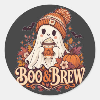 Boo en brouw geest Halloween Ronde Sticker