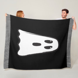 BOO! Enge Cute Geest Halloween Zwart Wit Fleece Deken