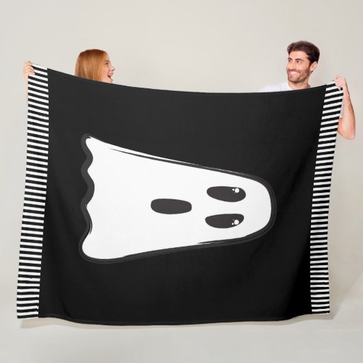 BOO! Enge Cute Geest Halloween Zwart Wit Fleece Deken (In situ)