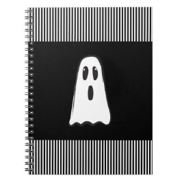 BOO! Enge Cute Geest Halloween Zwart Wit Notitieboek