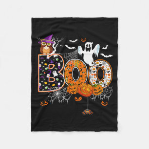 Boo enge uil pompoen spook Halloween mannen vrouwe Fleece Deken