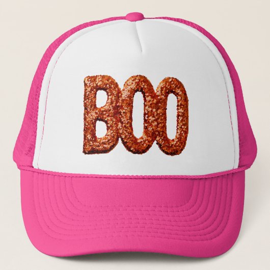 Boo Faux Sequin ziet er Oranje uit Trucker Pet (Voorkant)