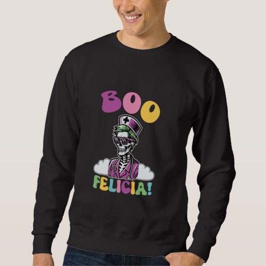 Boo Felicia Nurse Skeleton Halloween Trui (Voorkant)