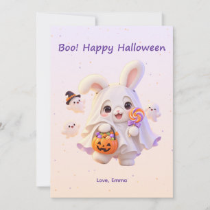 Boo Fijne Halloween Knuffel Konijn Ghost Card Feestdagenkaart
