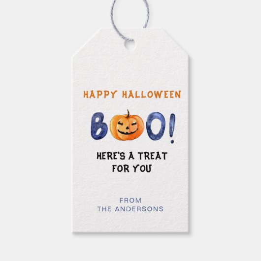 BOO Fijne Halloween Pompoen Snoepjes Cadeautag Cadeaulabel (Voorkant)