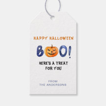 BOO Fijne Halloween Pompoen Snoepjes Gift tags
