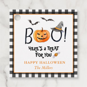 BOO Fijne Halloween Pompoen Vierkante Favor tags Bedankjes Labels