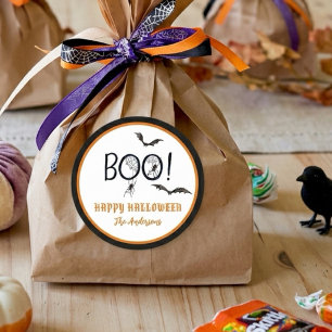 BOO Fijne Halloween traktatie Ronde Sticker