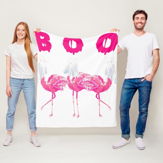 Boo Flamingo Halloween Flamingo Ghost Fleece Deken (In situ)