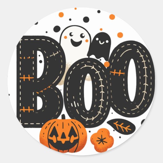 BOO Frankenstein Stitch Halloween Party Ronde Sticker (Voorkant)
