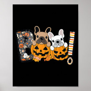 Boo Franse Bulldog Pompoen Snoep Hond Puppy Poster