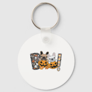 Boo Franse Bulldog Pumpkin Snoep Hondenpuppy Hallo Sleutelhanger