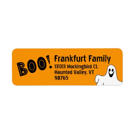 Boo. Fun en niet al te griezelig Halloween Label (Voorkant)