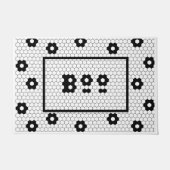 Boo Fun Halloween Hex Tegel Design Black en White Deurmat (Voorkant)