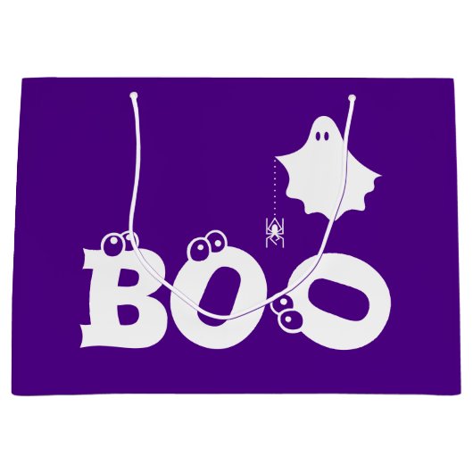 Boo Funny Halloween Ghost Spider Eyeballs Paarse Groot Cadeauzakje (Voorkant)