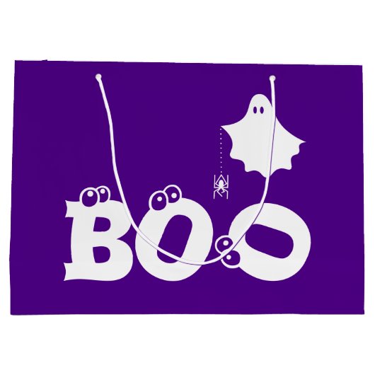 Boo Funny Halloween Ghost Spider Eyeballs Paarse Groot Cadeauzakje (Achterkant)