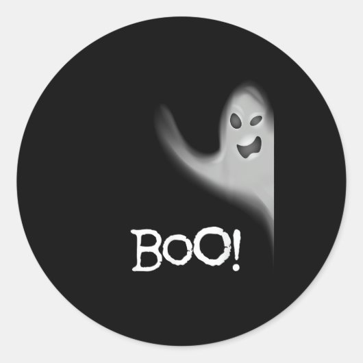 Boo Funny Hiding Peekabo Scary Halloween Ronde Sticker (Voorkant)