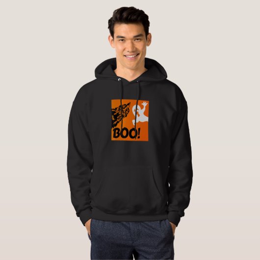 Boo. Funny Hiding Peekaboo Scary Halloween Chicken Hoodie (Voorkant volledig)