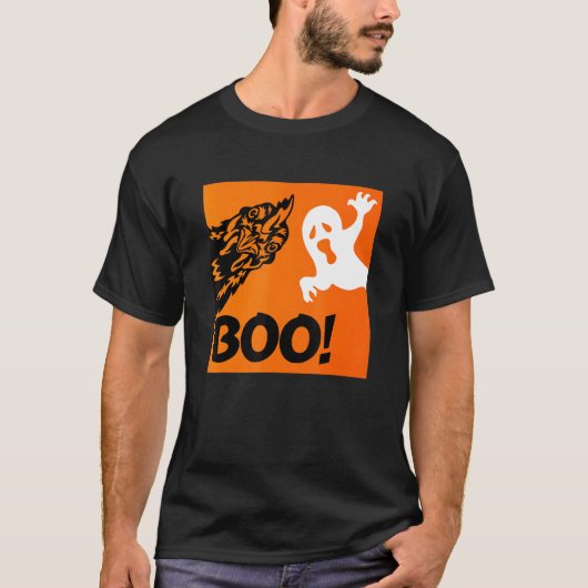 Boo. Funny Hiding Peekaboo Scary Halloween Chicken T-shirt (Voorkant)