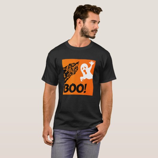Boo. Funny Hiding Peekaboo Scary Halloween Chicken T-shirt (Voorkant volledig)