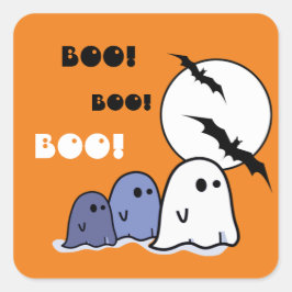 Boo. Funny Little Ghosts Halloween Vierkante Sticker