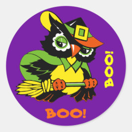 Boo. Funny Owl Halloween Ronde Sticker