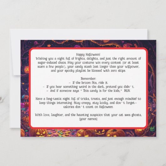 Boo-gee botten Halloween Bash Kaart (Achterkant)