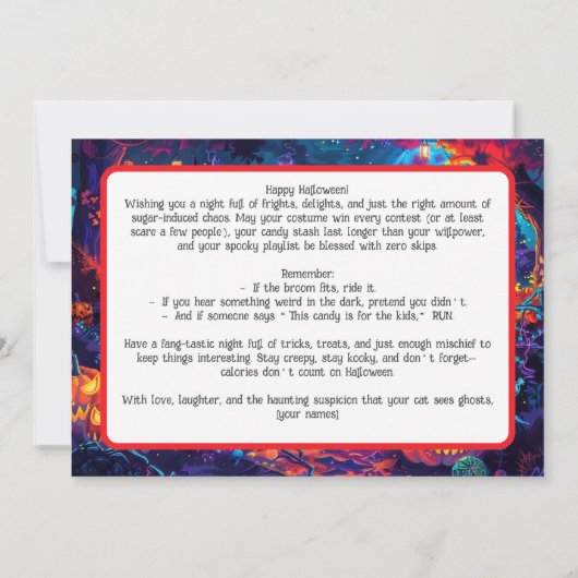 Boo-gee botten Halloween Bash Kaart (Achterkant)