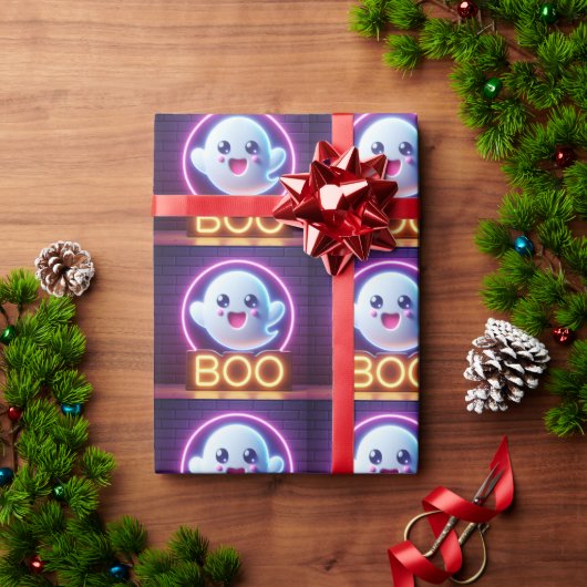 BOO Geel Halloween Spook Cadeaupapier (Feestdagen Geschenken)