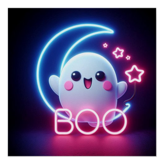 BOO Geel Halloween Spook Perfect Poster (Voorkant)
