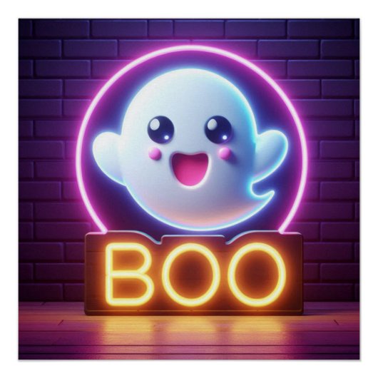 BOO Geel Halloween Spook Perfect Poster (Voorkant)