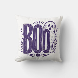 Boo Geest Halloween Linocut Ontwerp Kussen