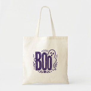 Boo Geest Halloween Linocut Ontwerp Tote Bag