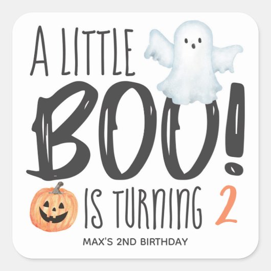 Boo Geest Jack O'Lantern Halloween Verjaardag Vierkante Sticker (Voorkant)