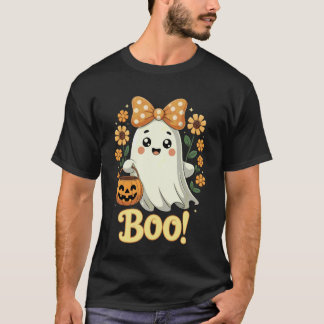 Boo Geest Meisjes Halloween Coquette Boog Bloem Ka T-shirt