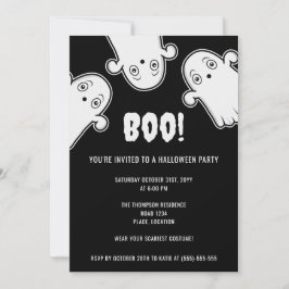 Boo Geesten Griezelen Zwart Wit Halloween Feest Kaart