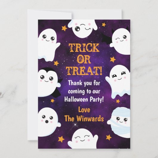Boo Geesten Halloween Feest Bedankkaart (Voorkant)