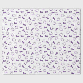 Boo Geesten Paars Wit Halloween Cadeaupapier