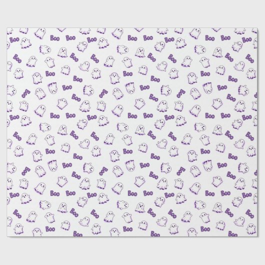 Boo Geesten Paars Wit Halloween Cadeaupapier (Vlak)