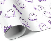 Boo Geesten Paars Wit Halloween Cadeaupapier (Rol Hoek)
