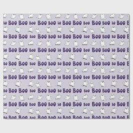 Boo Geesten Paarse Halloween Patroon Cadeaupapier
