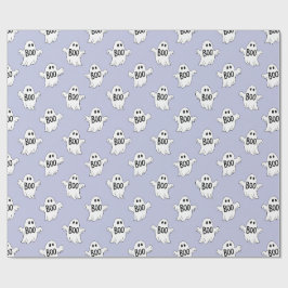 Boo Geesten Paarse Halloween Patroon Cadeaupapier