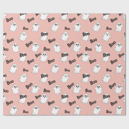 Boo Geesten Roze Halloween Patroon Cadeaupapier