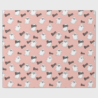 Boo Geesten Roze Halloween Patroon Cadeaupapier