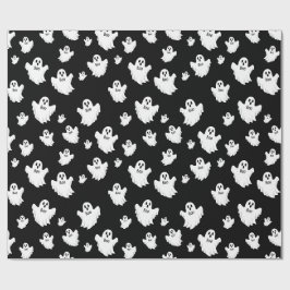 Boo Geesten Zwart Halloween Patroon Cadeaupapier