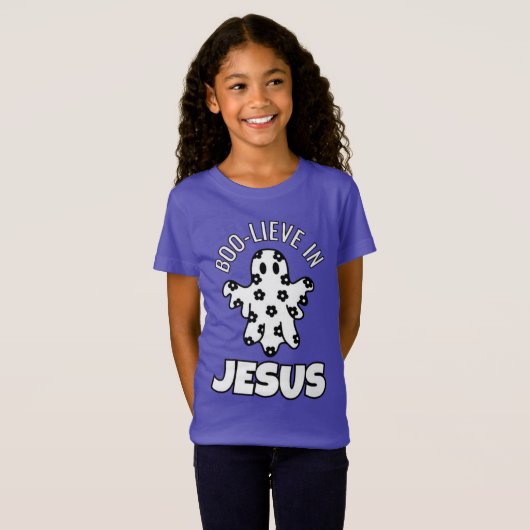 Boo-geloof in Jezus Meisjes 'Fine Jersey T-Shirt (Voorkant volledig)