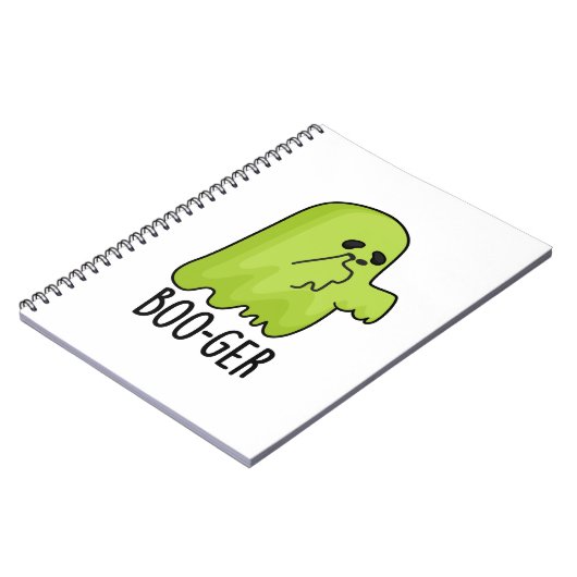 Boo-ger Funny Halloween Booger Ghost Pun Notitieboek (Linkerzijde)