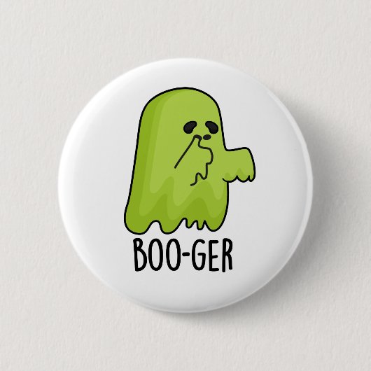 Boo-ger Funny Halloween Booger Ghost Pun Ronde Button 5,7 Cm (Voorkant)