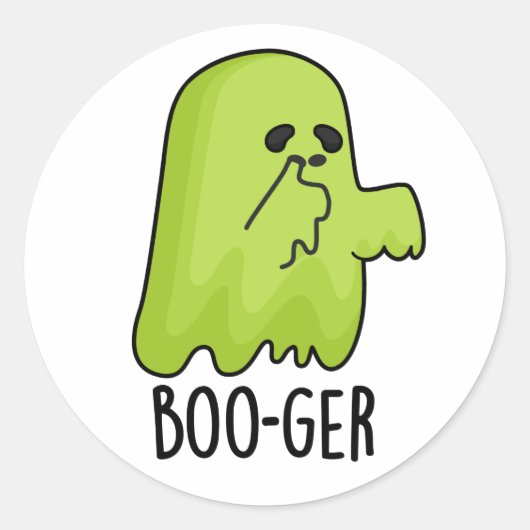 Boo-ger Funny Halloween Booger Ghost Pun Ronde Sticker (Voorkant)