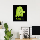 Boo-ger Grappig Halloween Booger Ghost Pun Dark BG Poster (Thuiskantoor)